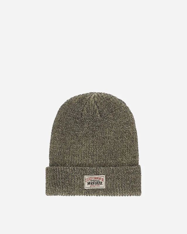 Reflective Yarn Cuff Beanie Khaki