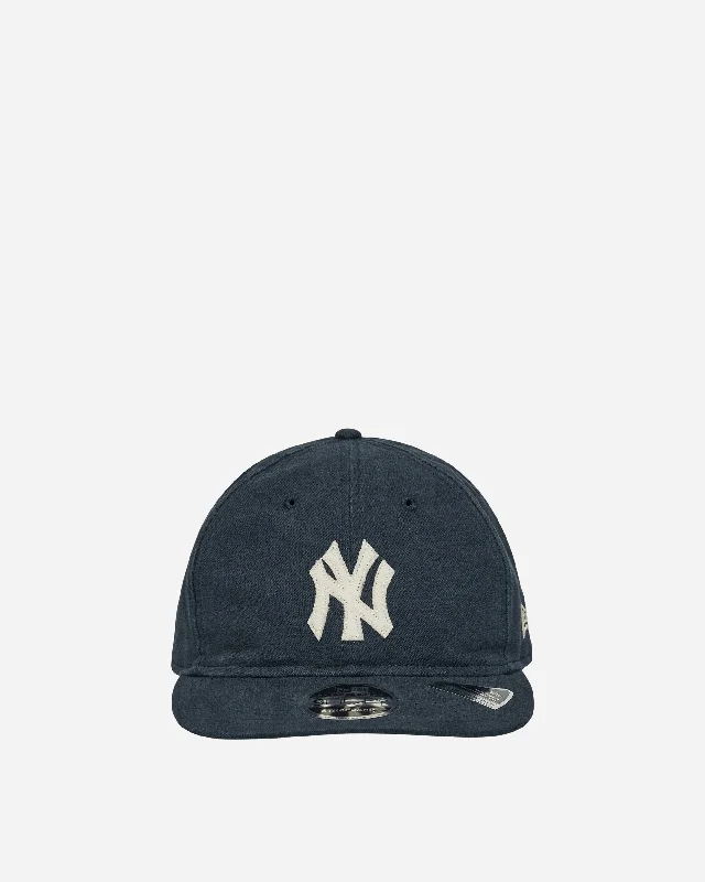 New York Yankees Canvas Felt Logo Retro Crown 9FIFTY Strapback Cap Navy