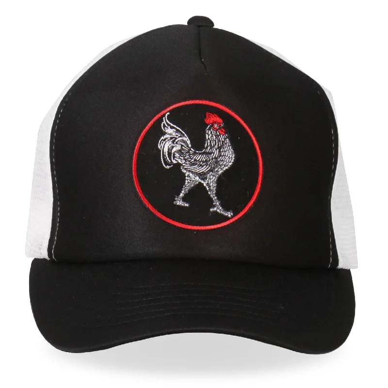 Hot Leathers GSH1012 Rooster Black and White Trucker Hat