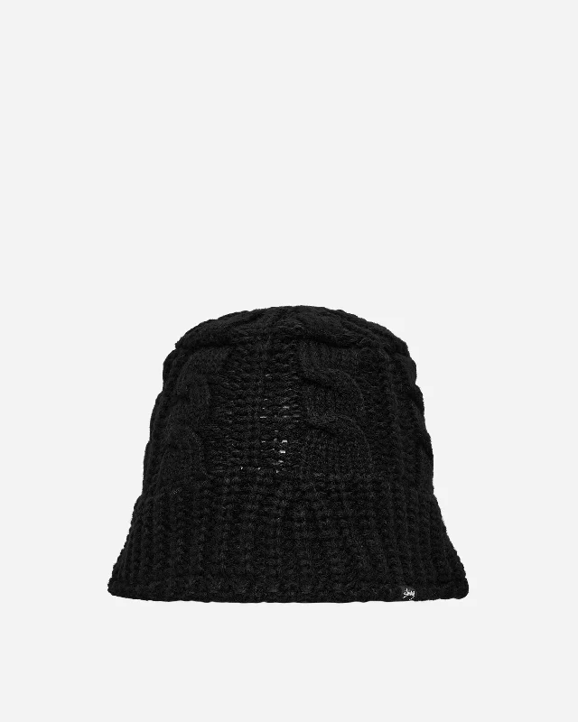 Cable Knit Bucket Hat Black