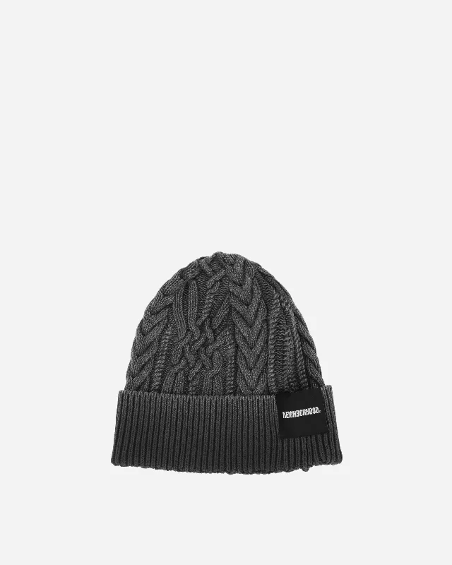 Washed Cable Beanie Black