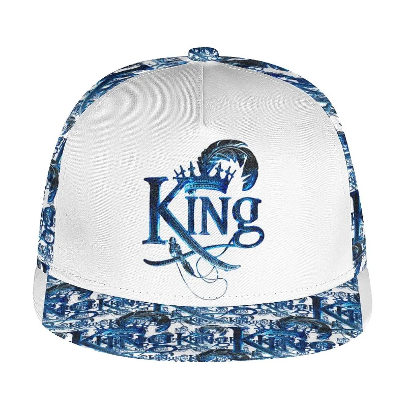 KING 02-01 White Men's Designer Flat Brim Baseball Cap