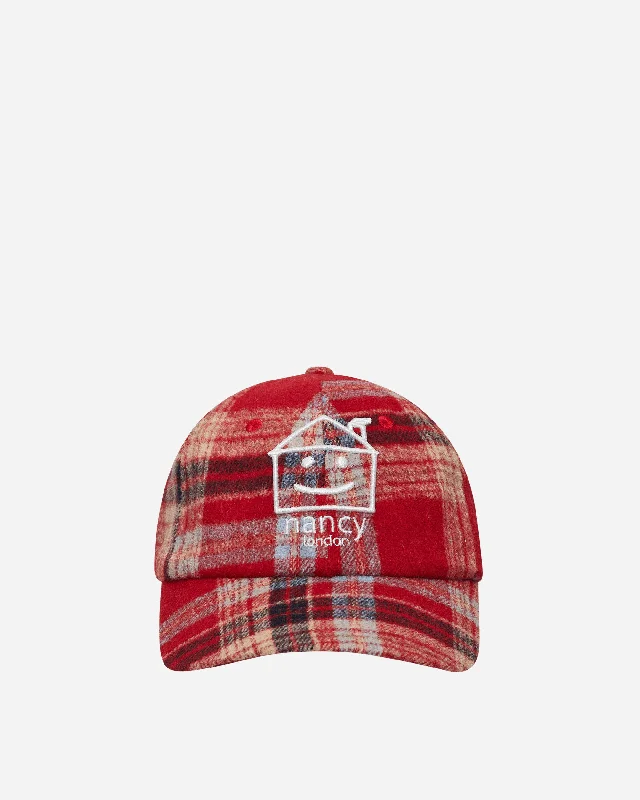 Plaid House 6-Panel Cap Red