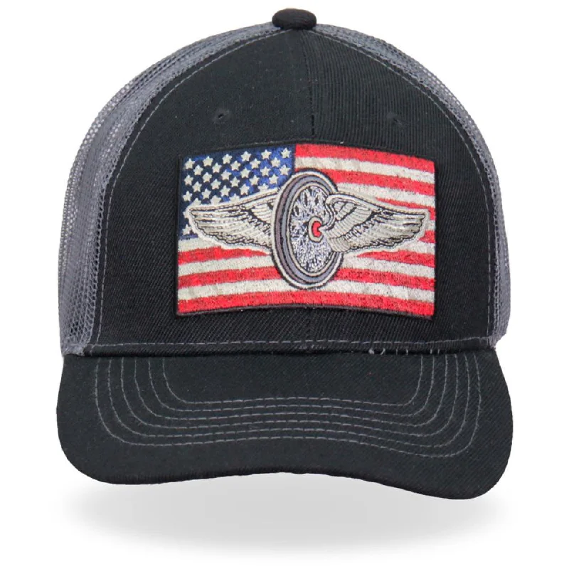 Hot Leathers GSH1031 Flying Wheel Flag Trucker Hat