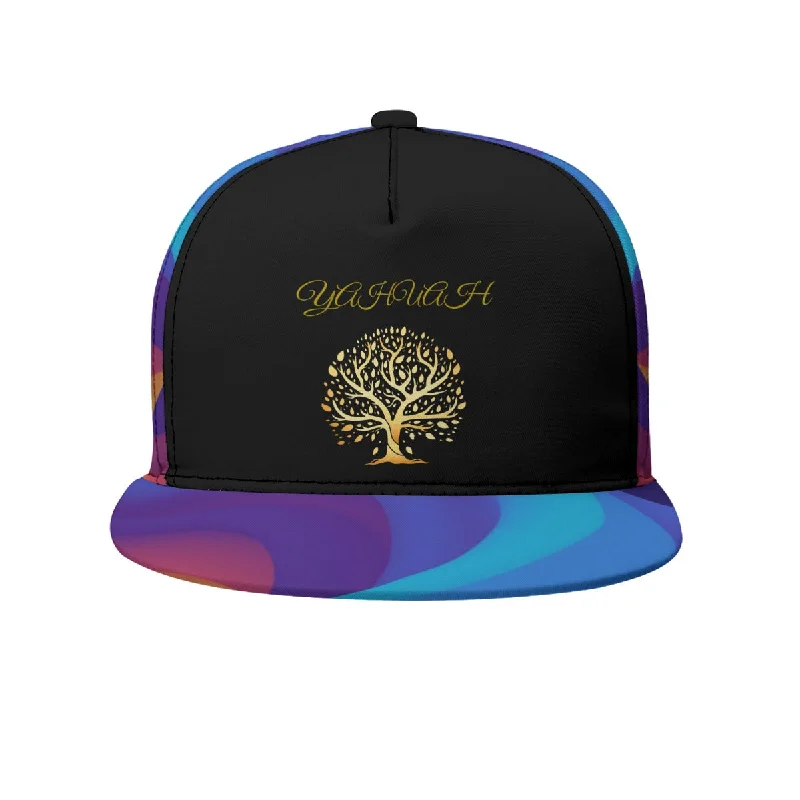 Yahuah-Tree of Life 01 Royal Designer Flat Brim Baseball Cap