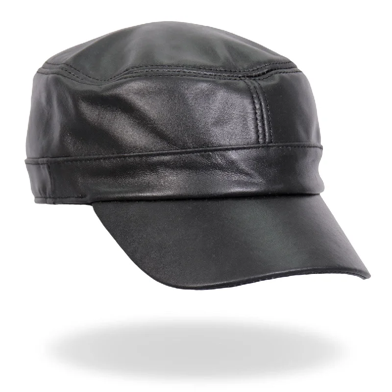 Hot Leathers LHA2007 Black Leather Cadet Cap