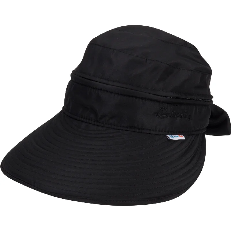 Women's Zip Off Adjustable Sun Visor + Sun Hat - Black