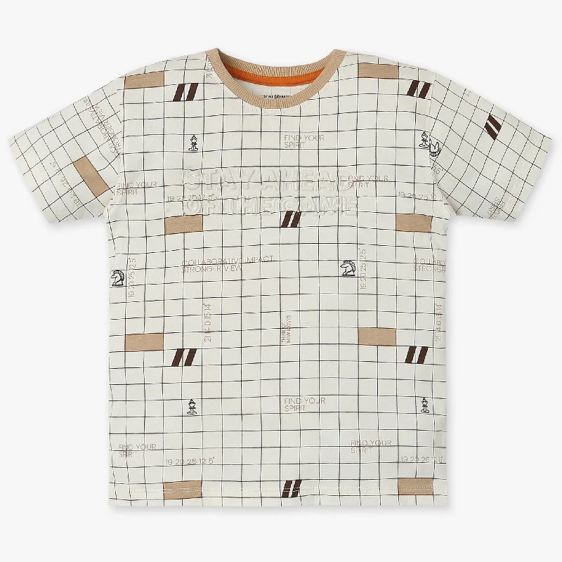 Boys Regular Fit Checkered T-Shirt