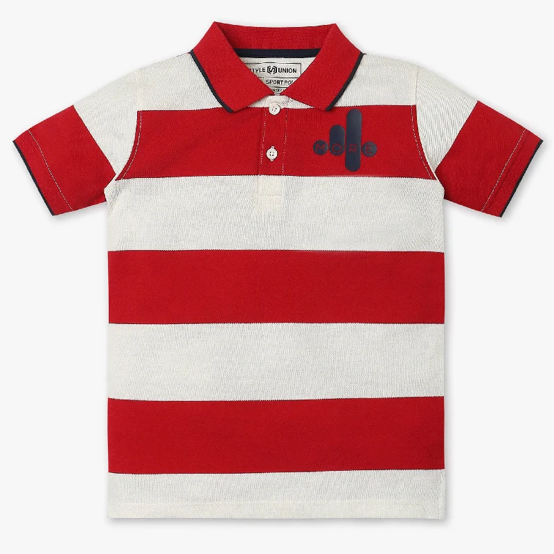 Boys Regular Fit Striped Polo T-Shirt