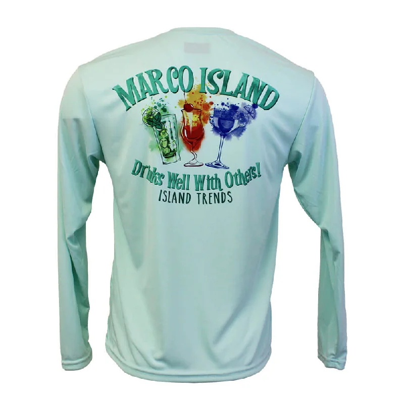 Island Trends Drink Well With Others Long Sleeve Performance T-Shirt - Green