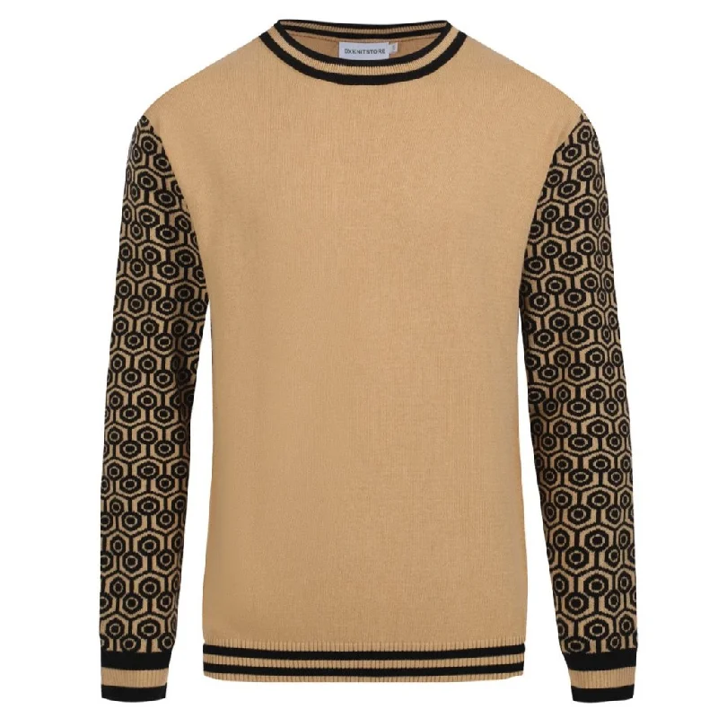 Men's brown jacquard vintage 60s knit T-shirt