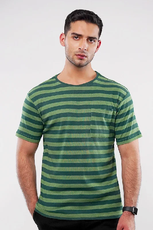 Striped Pocket T-Shirt - Green