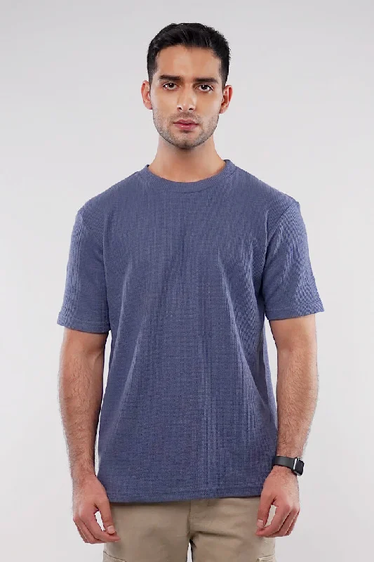 Textured Oversized T-Shirt - Ocean Blue