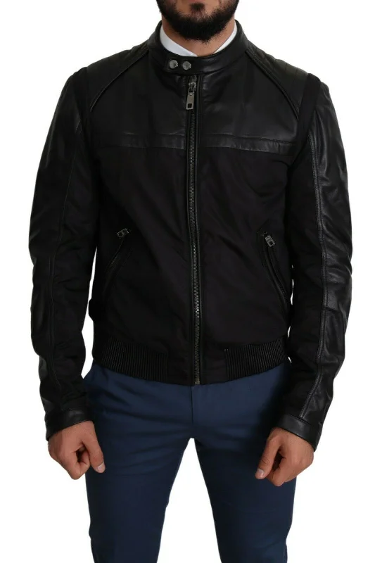 Dolce & Gabbana Elegant  Bomber with Leather Men's Accents