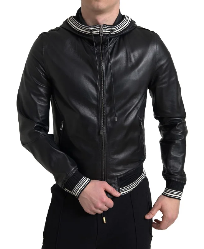 Dolce & Gabbana Elegant  Leather Bomber Men's Jacket