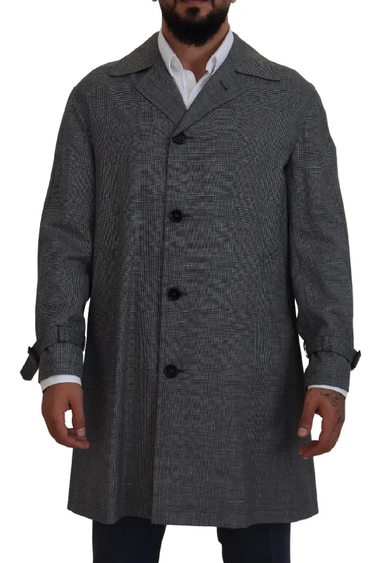 Dolce & Gabbana Elegant  Plaid Trench Men's Coat