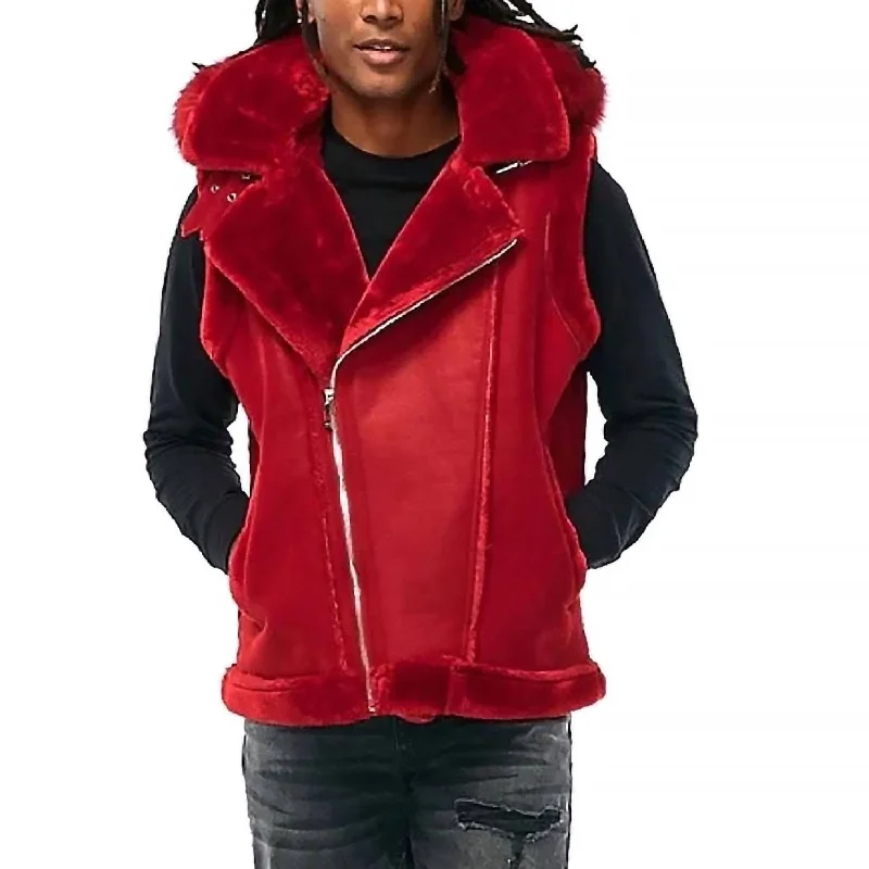 Men's Denali Shearling Vest In Red