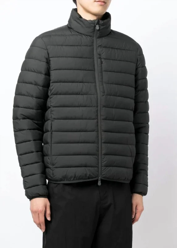 Men's Erion Quilted Zip Up Puffer Coat Jacket In Black