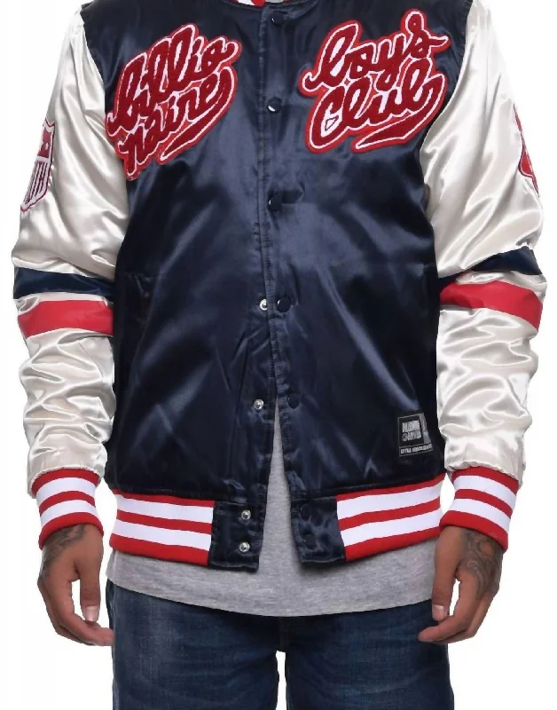 Men's Majestic Eva Stadium Jacket In Navy