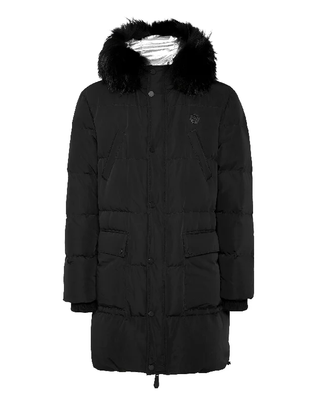 Nylon Parka with Real Fur Skull&Bones