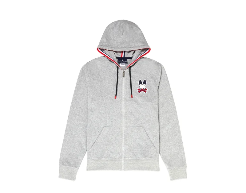 Psycho Bunny Brancote Heather Grey/Navy/Red/White Men's Hoodie B6H802J1CO-HGY