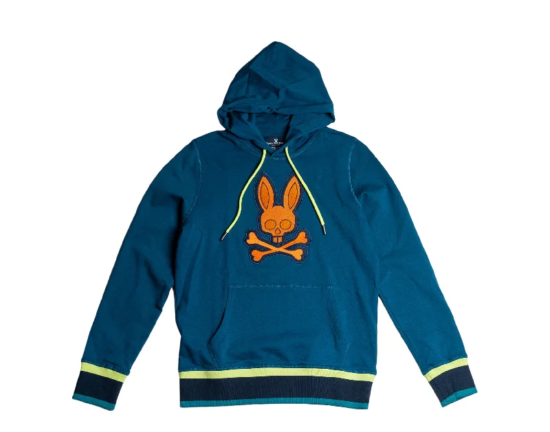 Psycho Bunny Corby Twill Logo Midnight Ocean Blue Hoodie B6H210Q1FT-MNA