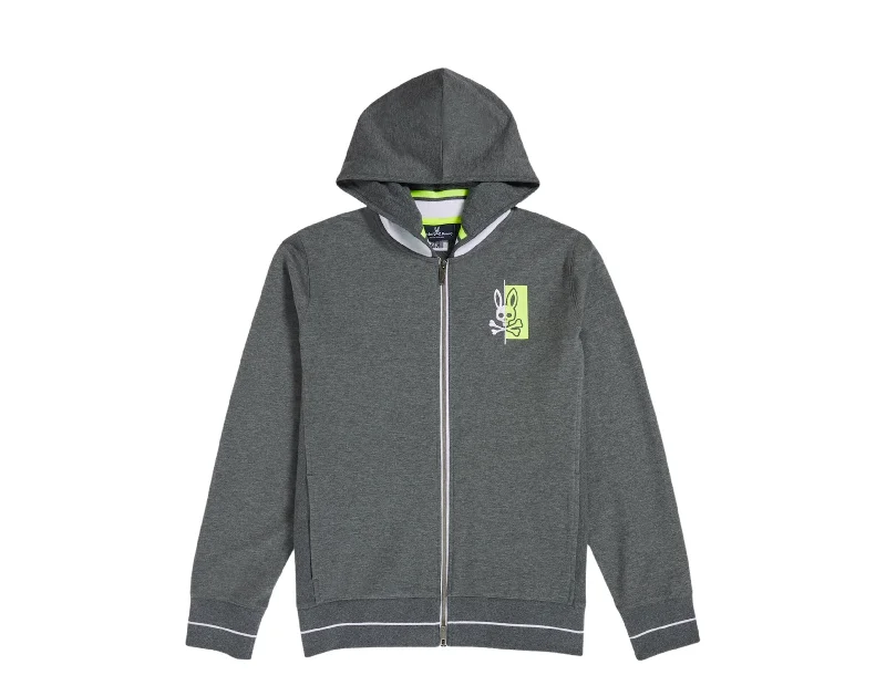 Psycho Bunny Dovedale Zip-Up Heather Storm/Lime Men's Hoodie B6H204N1FT-HST