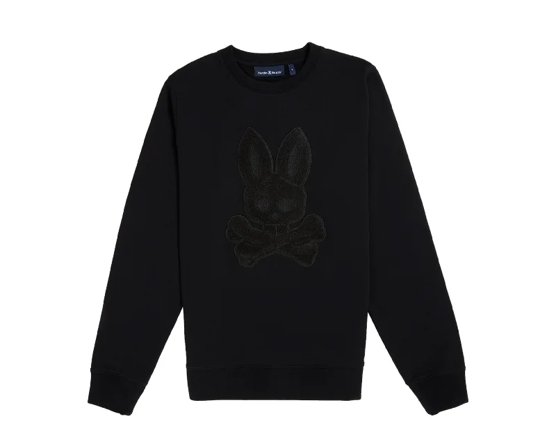 Psycho Bunny Men's Wayne Chenille Patch Sweatshirt Black B6S369Z1FT-BLK