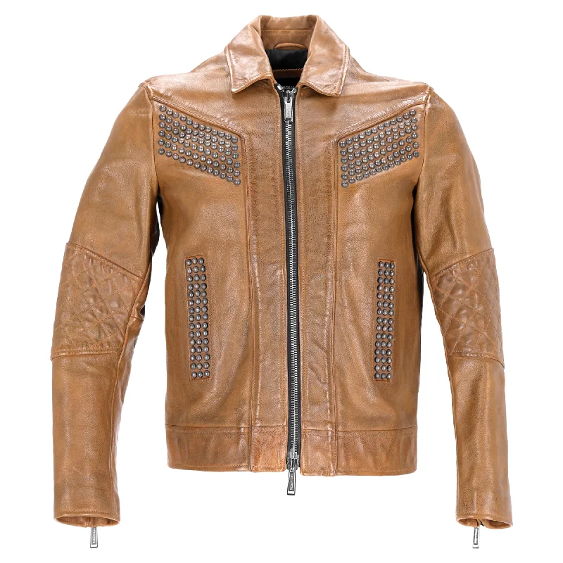 Dsquared2 Studded Vintage Effect Jacket in Brown Leather