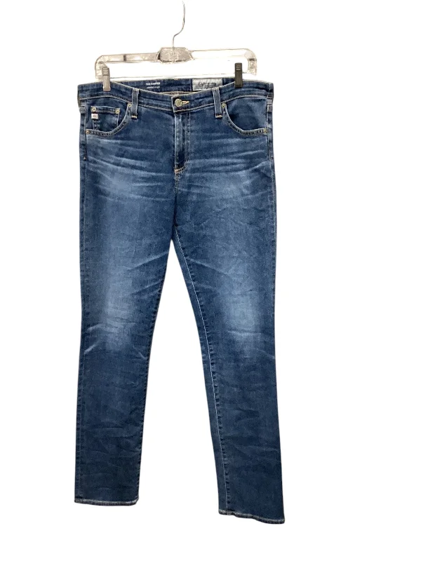 Jeans Straight By Ag Jeans In Blue Denim, Size: 14