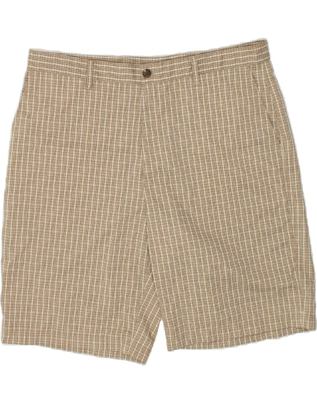 ADIDAS Mens Chino Shorts W38 XL Beige Check Polyester