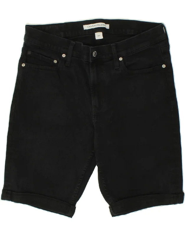 CALVIN KLEIN Mens Graphic Denim Shorts W30 Medium Black Cotton