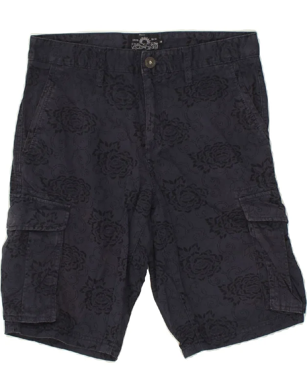 CELIO Mens Cargo Shorts EU 38 Medium W32 Navy Blue Floral