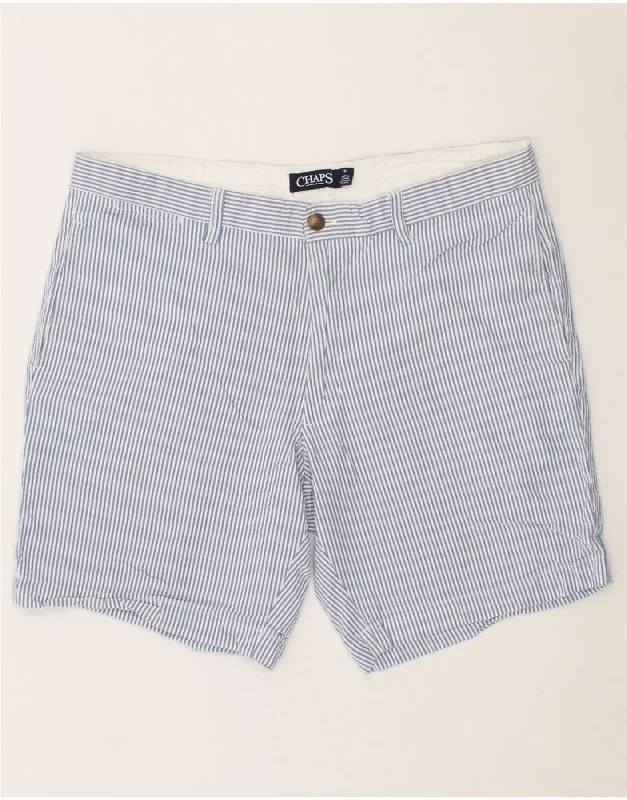 CHAPS Mens Chino Shorts W36 Large  Blue Pinstripe Cotton