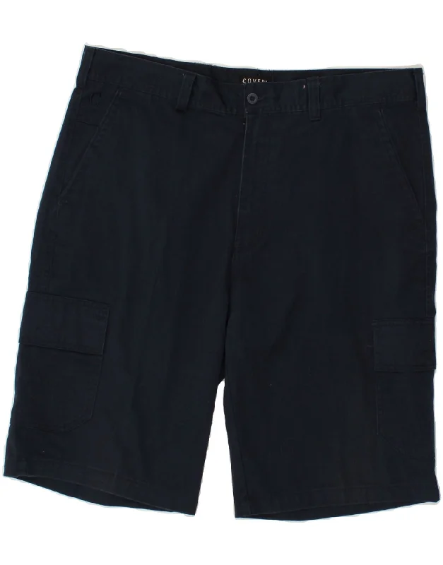 COVERI Mens Cargo Shorts IT 56 3XL W38 Navy Blue Cotton