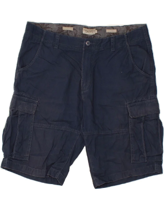 DACK'S Mens Regular Fit Cargo Shorts IT 52 XL W38  Navy Blue Cotton