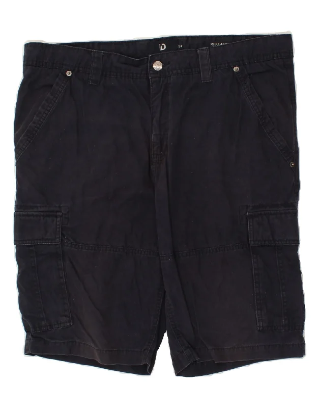 DACK'S Mens Regular Fit Cargo Shorts IT 54 2XL W42 Navy Blue Cotton