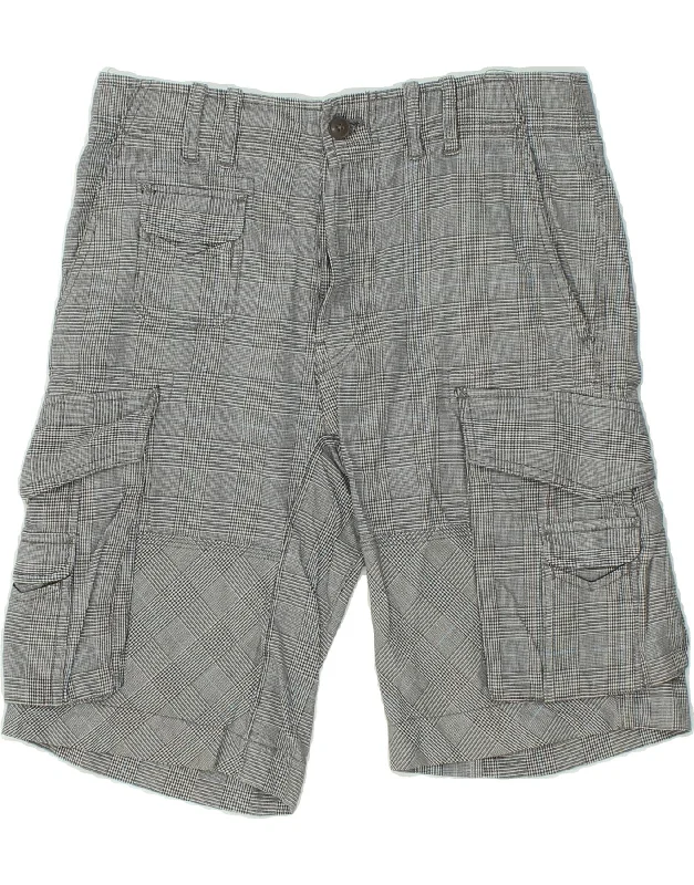 DIESEL Mens Cargo Shorts W30 Medium Grey Houndstooth Cotton