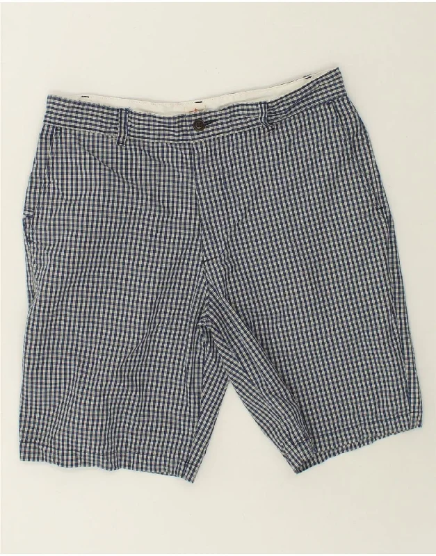 DOCKERS Mens Cargo Shorts W34 Large Navy Blue Gingham Cotton