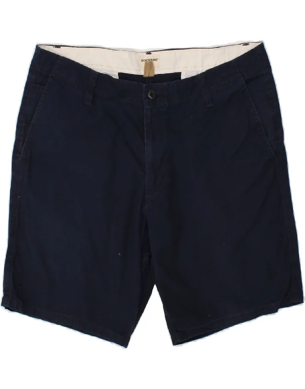 DOCKERS Mens Chino Shorts W34 Large Navy Blue Cotton