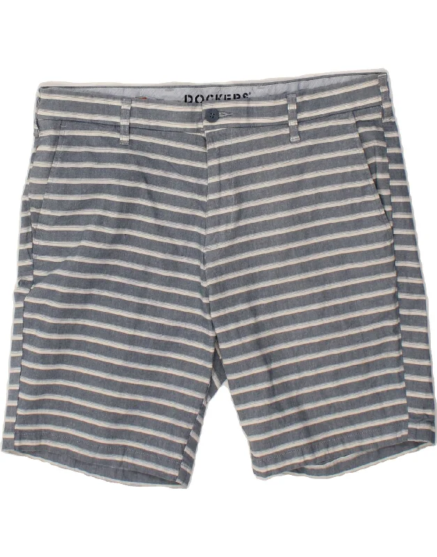 DOCKERS Mens Chino Shorts W38 XL Grey Striped Cotton