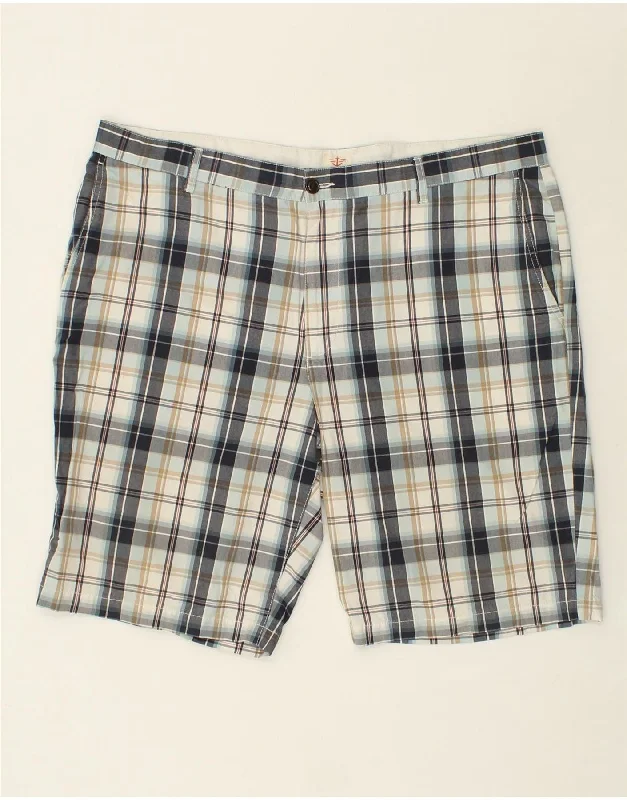 DOCKERS Mens Chino Shorts W40 XL Blue Check Cotton