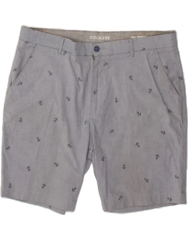 DOCKERS Mens Graphic Chino Shorts W38 XL Grey Cotton