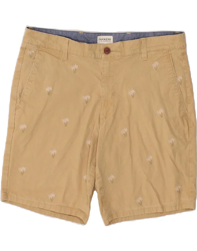 DOCKERS Mens Straight Fit Chino Shorts W34 Large Beige Cotton