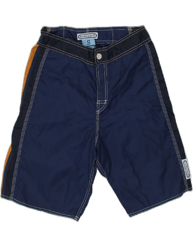 FISHBONE Mens Casual Shorts Small W28 Navy Blue Colourblock Polyamide