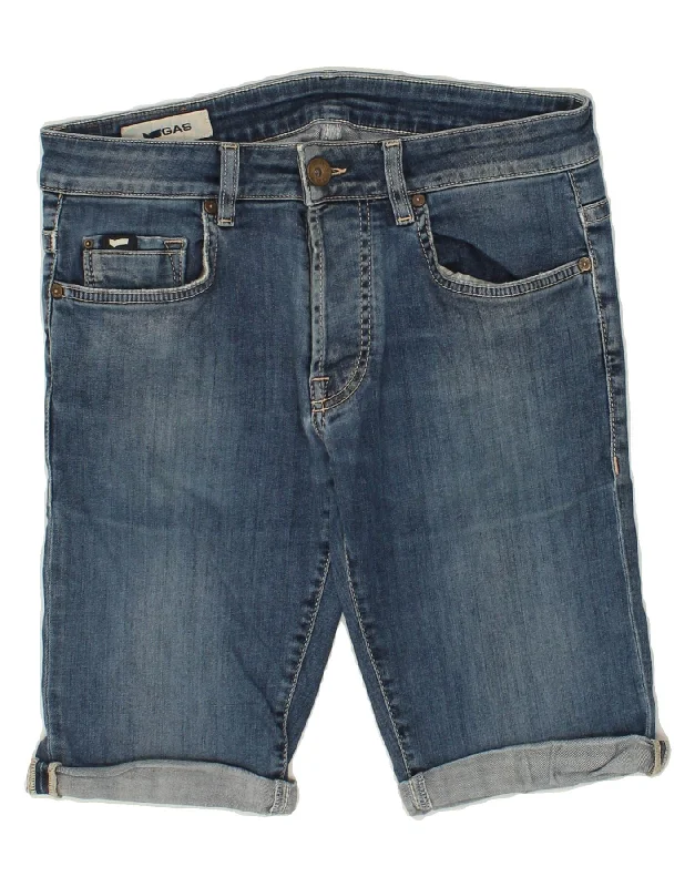 GAS Mens Denim Shorts W31 Medium Blue Cotton