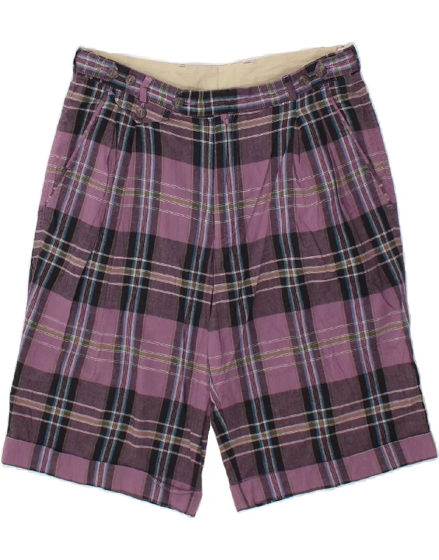 GOLFINO Mens Casual Shorts W34 Large  Purple Check