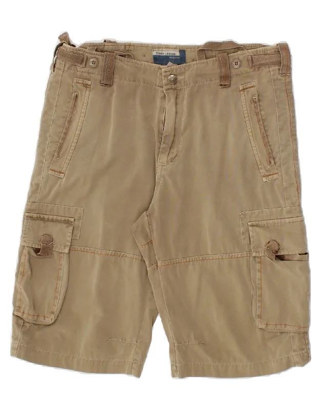 GREEN LEAVES Mens Cargo Shorts IT 46 Small W32 Brown Cotton