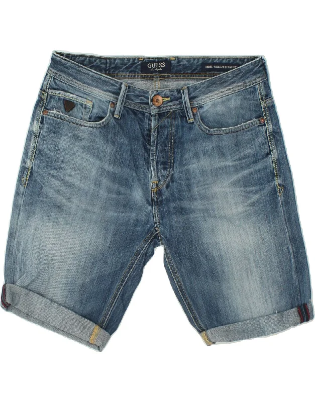 GUESS Mens Rebel Regular Denim Shorts W31 Medium  Blue Cotton