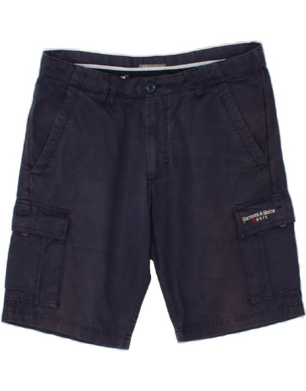 HARMONT & BLAINE Mens Cargo Shorts IT 52 XL W36  Navy Blue Cotton